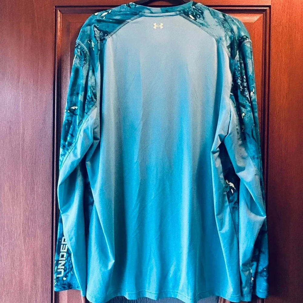 Under armour XL men's rash guard teal/gold EUC‎